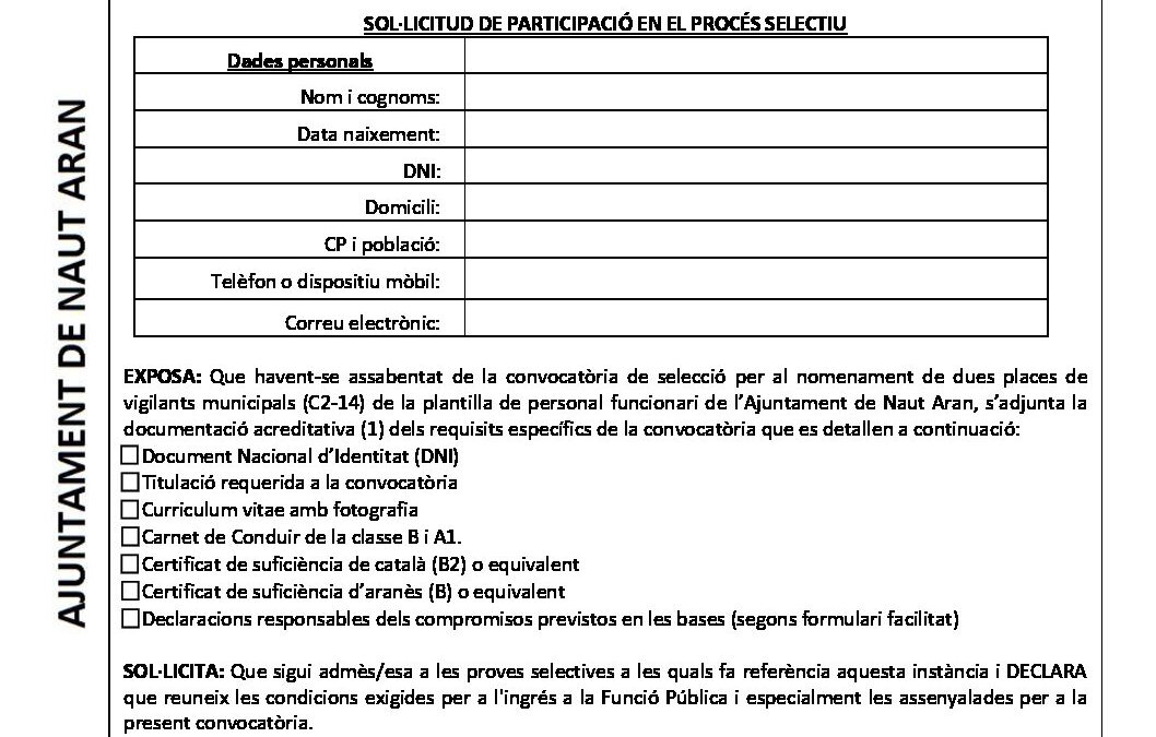 Modelo De Solicitud Y Modelo De Declaraci N Responsable Ajuntament De